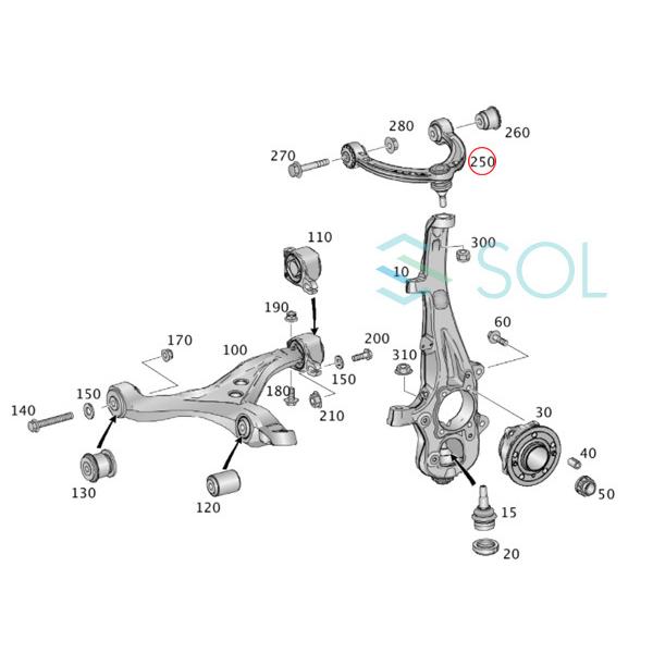 Mercedes-Benz - ベンツ GL位置づけ X166 GL350 GL63 向こう正面 アッパー腕 取り締まり腕 左方 1663301707 18時まで即日積み出し