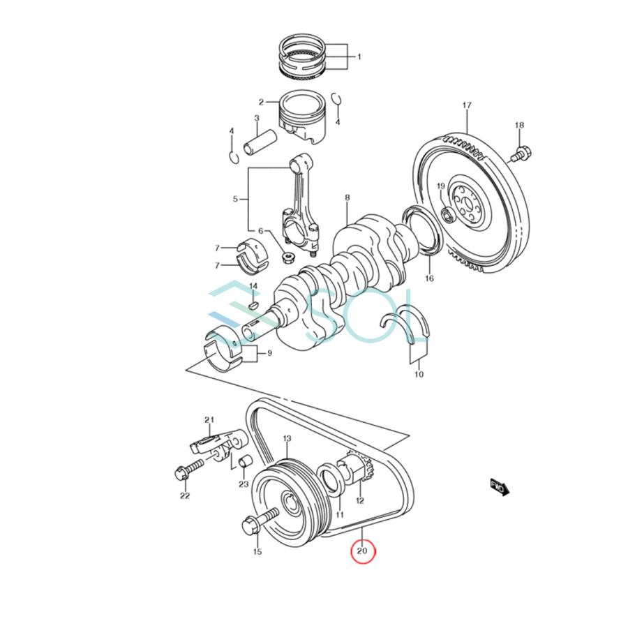 スズキ（SUZUKI） アルトラパン ターボ車 HE21S ファンベルト Vベルト