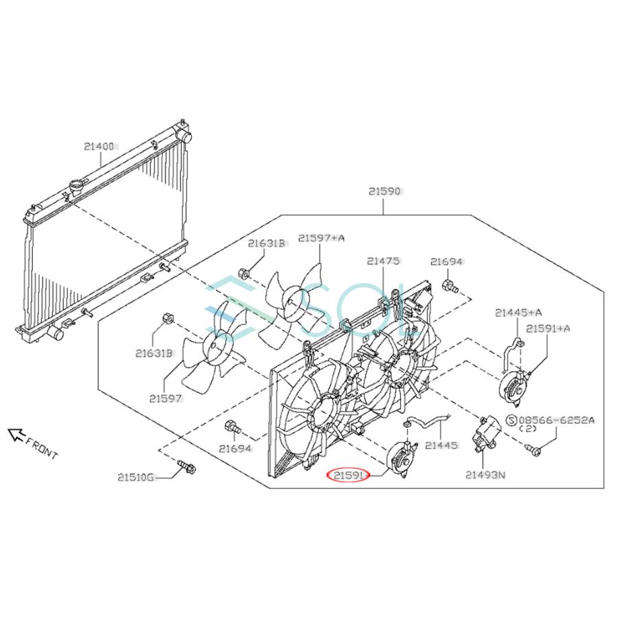 日産エルグランド(ME51 MNE51) フーガ(PY50 PNY50 GY50) ムラーノ(TZ50 PZ50 PNZ50) ラジエーター 電動ファンモーター 21487-5Z000｜solltd2｜05