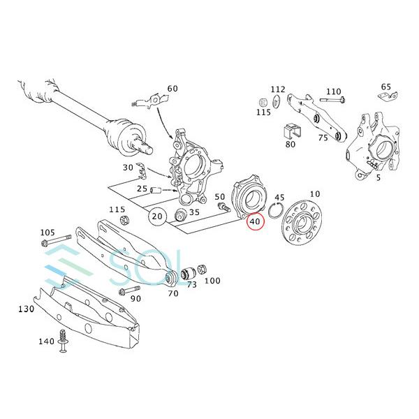 Mercedes-Benz ベンツ W204 W207 リア ホイール ハブベアリング 左右 
