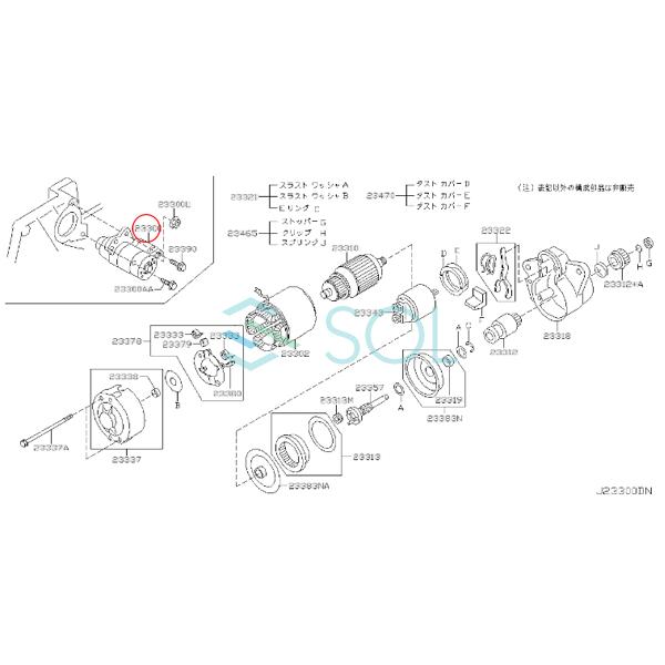 日産 プリメーラ RP12 スターター セルモーター スターターモーター リビルト コア返却不要 23300-6N200 23300-6N20A 18時まで即日出荷の画像