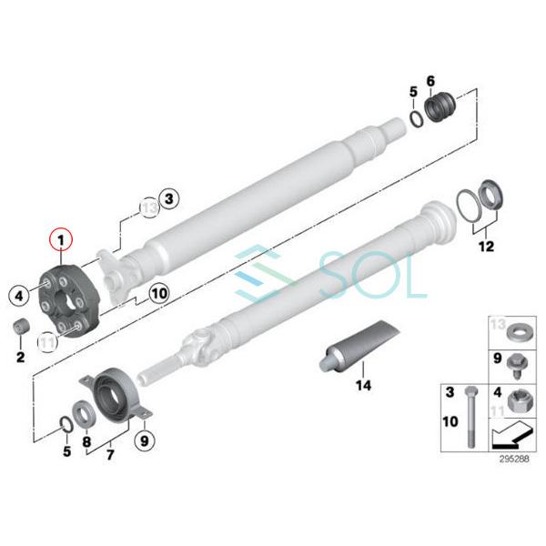 BMW E70 X5 E71 X6 プロペラシャフト ジョイントディスク コンパニオンプレート 4.8i 35i 50i M 26111229360 26111229080 26111227717｜solltd2｜03