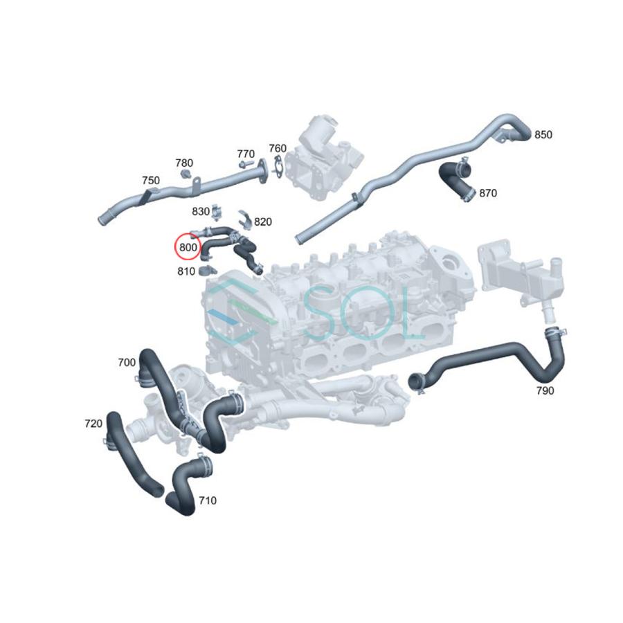ベンツ W205 W218 ウォーターホース (シリンダーヘッド〜サブタンク) M274(直4)エンジン C180 C200 C250 C300 C350 CLS250 2742002382｜solltd2｜05