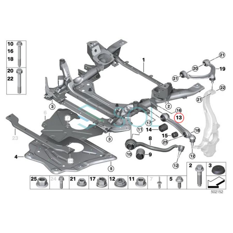 BMW BMW F15 X5 F16 X6 フロント ロアアーム コントロールアーム 左側
