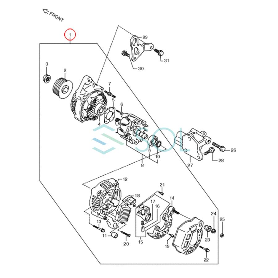 スズキ（SUZUKI） ジムニー JA22W オルタネーター ダイナモ 31400
