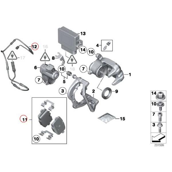 HAPAD BMW 5シリーズ F10 523i 528i 535i リア ブレーキパッド + パッドセンサー + ローター 34216796741 34356791962 34216775287_1
