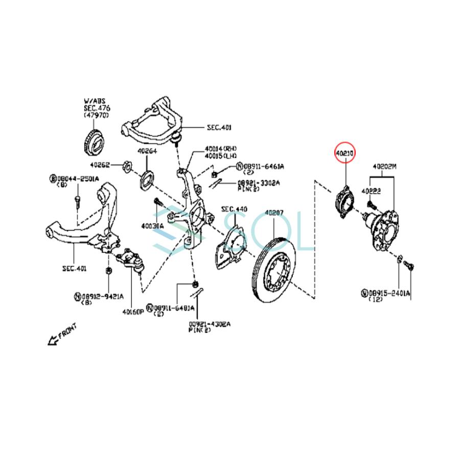 日産 キャラバン(CQGE25 CWGE25 QGE25 DQGE25 DWGE25 CWMGE25 DWMGE25) フロント ハブベアリング 左右共通 40210-VW610 40210-VW000｜solltd2｜02