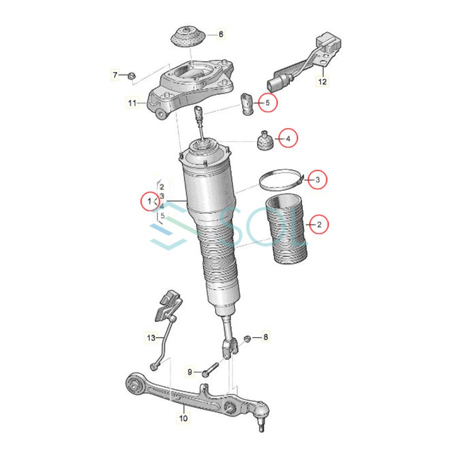 Audi アウディ A8 S8(4E2 4E8) フロント エアサス リペアキット 左右 