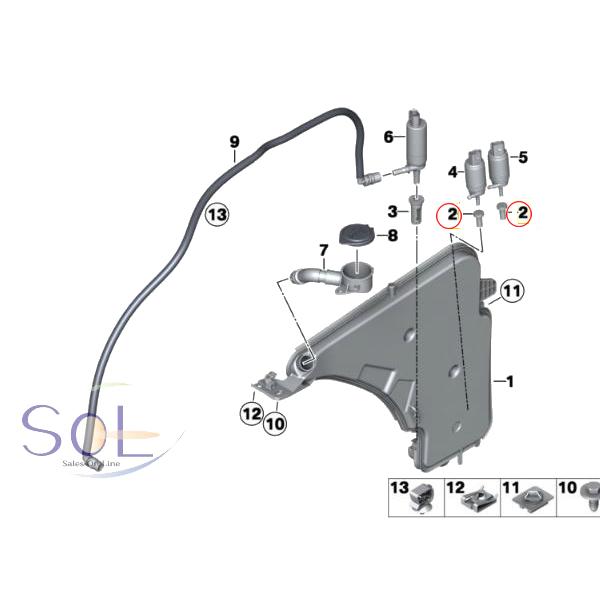 BMW E36 E46 ウォッシャーポンプ ストレーナー 316ti 318Ci 318i 318ti 320i 323i 325i 328Ci 328i 330Ci 330i 330xi M3 61667006063｜solltd2｜02