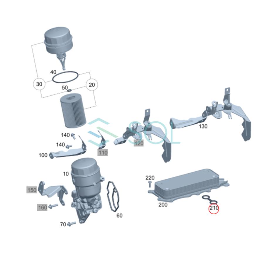 ベンツ W164 W166 W251 W463 オイルクーラー ガスケット 左右セット ML350 GLE350d R350 G350d 6421880180 6421880580｜solltd2｜04