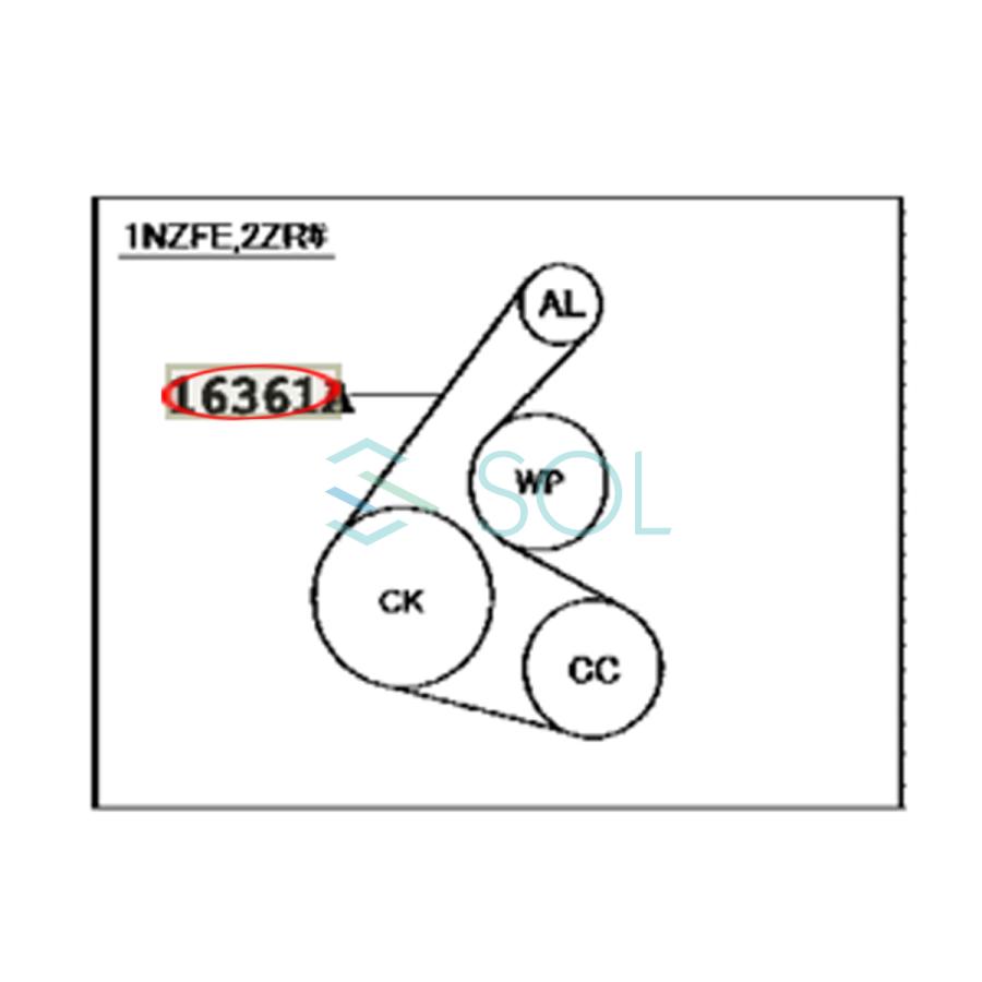 トヨタ ラクティス(NCP100 NCP105 NCP120 NCP122 NCP125) ファンベルト 4PK-1210 90916-02556 90916-02705 出荷締切18時｜solltd2｜02