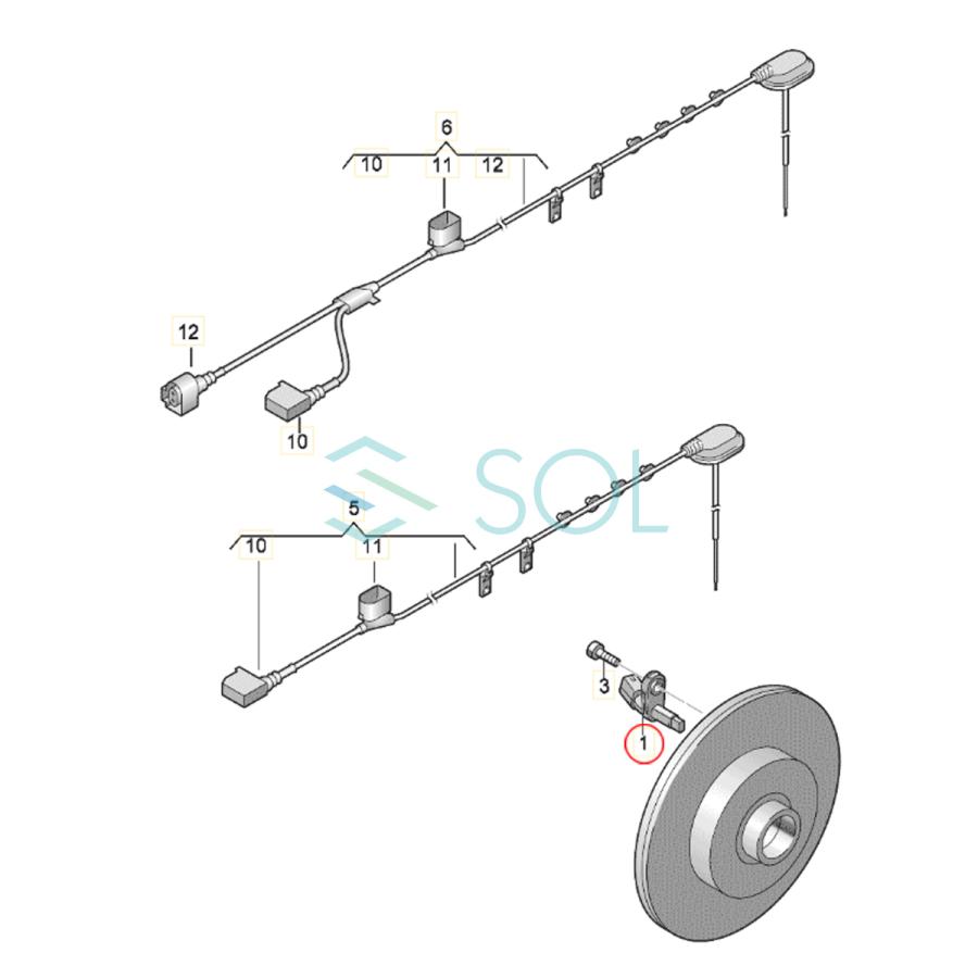 フォルクスワーゲン（Volkswagen） VW トゥアレグ(7LA 7L6 7L7) ABSセンサー スピードセンサー 前後左右セット 1台 ...