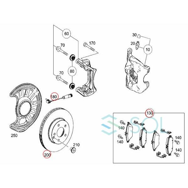 Mercedes-Benz - HAPAD 向こう正面 うち切りパッド + 検出器 + ブレーキローター 3点仕かける ベンツ W176 W246 A180 B180 0084200620 1695401617