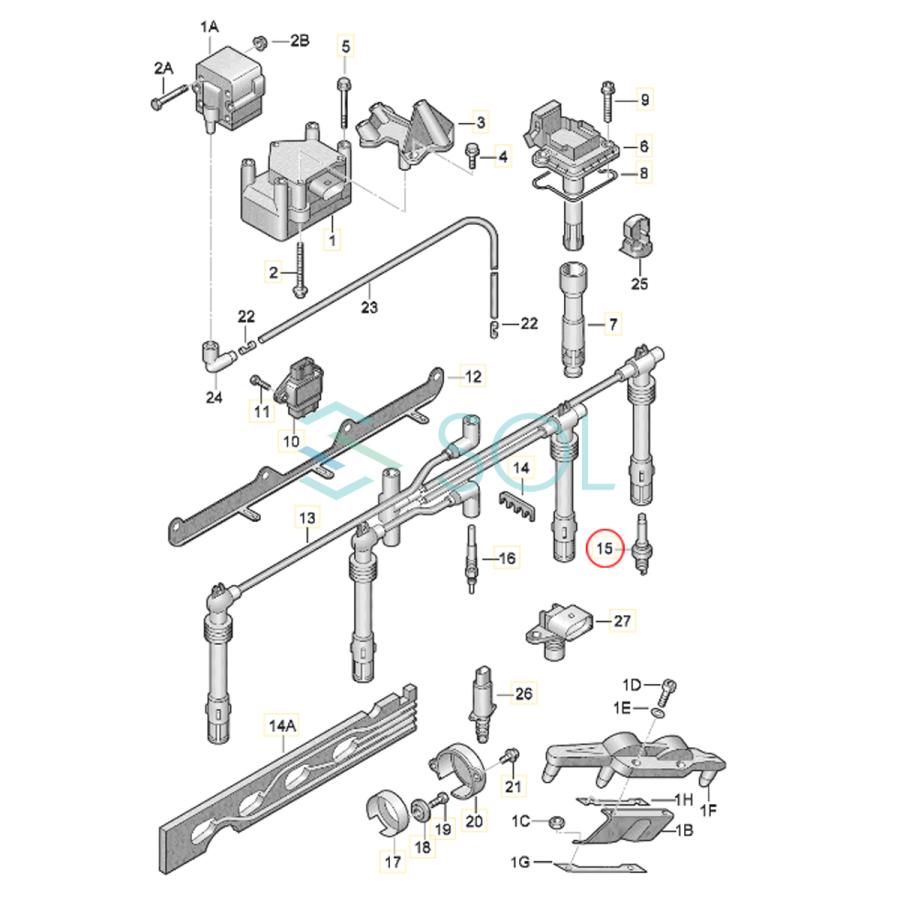 VW ゴルフ4(1J1 1E7 1J5) ボーラ(1J2) ポロ(9N_) ダブルプラチナ スパークプラグ 4本セット(1台分) BOSCH製 1.8 2.0 101000063AA｜solltd3｜02