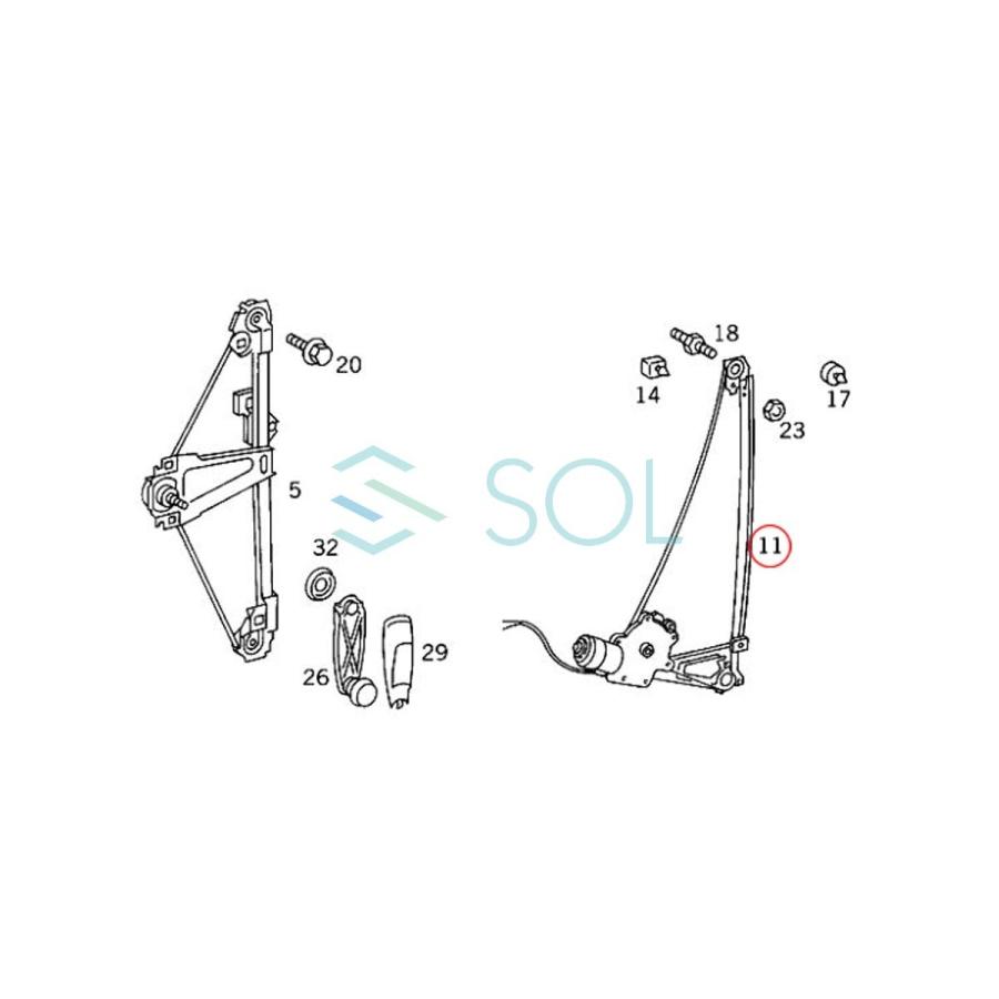 ベンツ W201 W124 リア パワーウインドウ レギュレーター 左側 モーター付 190D 190E E220 230E 260E E280 E300 E320 E500 1247300346｜solltd3｜03