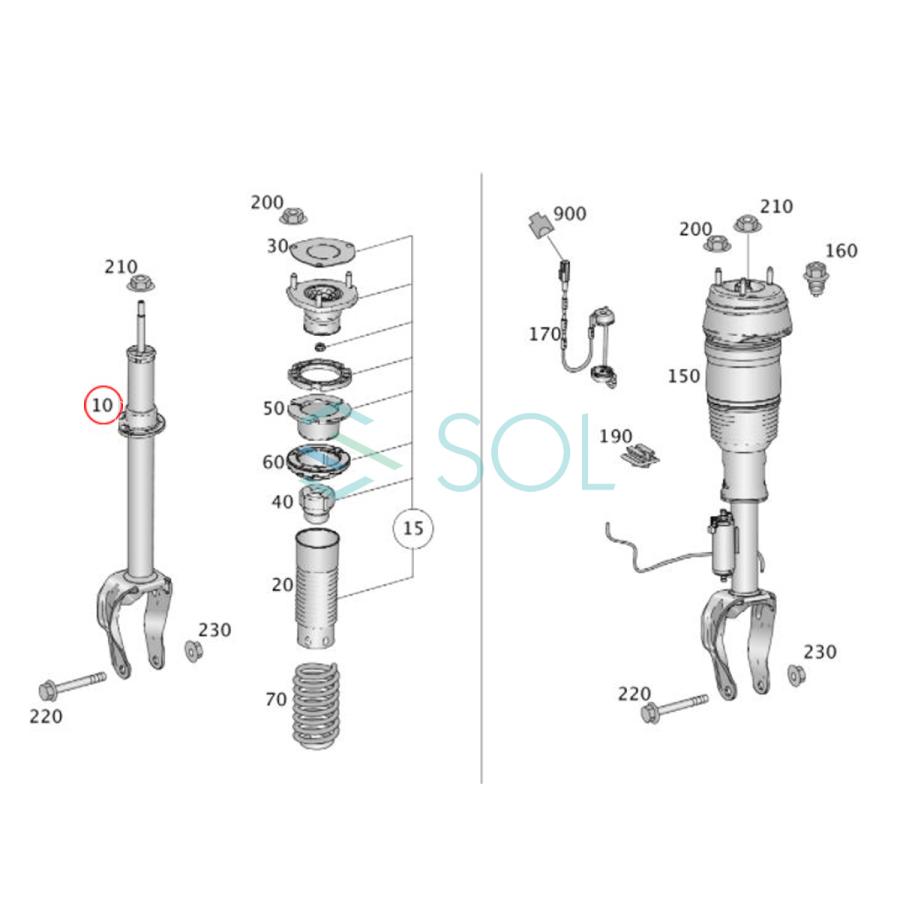 Mercedes-Benz ベンツ W166 フロント ショックアブソーバー 左右共通 ML350 ML63 GLE350d GLE43 ...