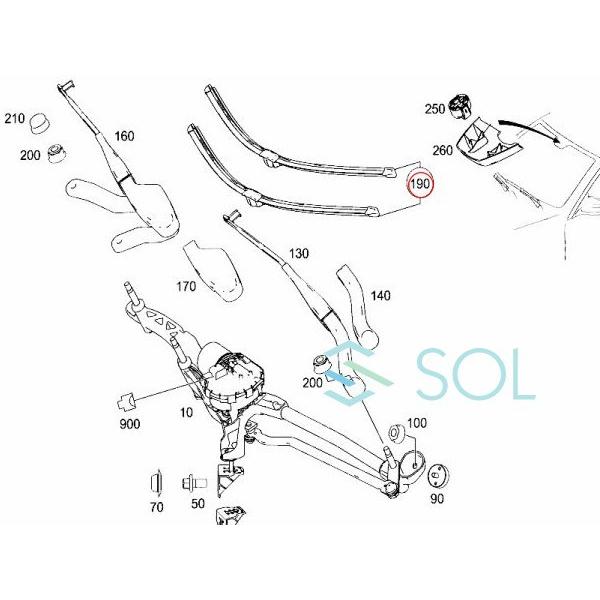 ベンツ W204 右ハンドル車 フロント ワイパーブレード エアロワイパー 左右セット C180 C200 C250 C300 C350 C63 2128202000 2128201145｜solltd3｜02