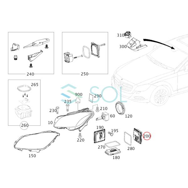 ベンツ W218 W246 ヘッドライト コントロールユニット 2個セット CLS220d CLS350 CLS400 CLS550 CLS63 B180 B250 2189009103 出荷締切18時の画像