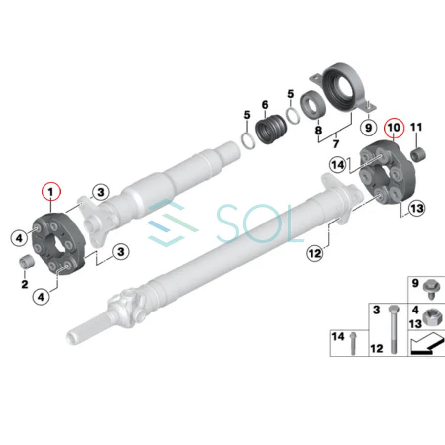 BMW E63 E64 E70 X5 E71 X6 E89 Z4 プロペラシャフト ジョイントディスク コンパニオンプレート 650i 35i 35is M 26117610061 26117546425の画像