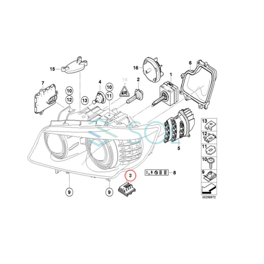 BMW BMW E90 E91 E92 E93 ヘッドライト コントロールユニット 左右共通