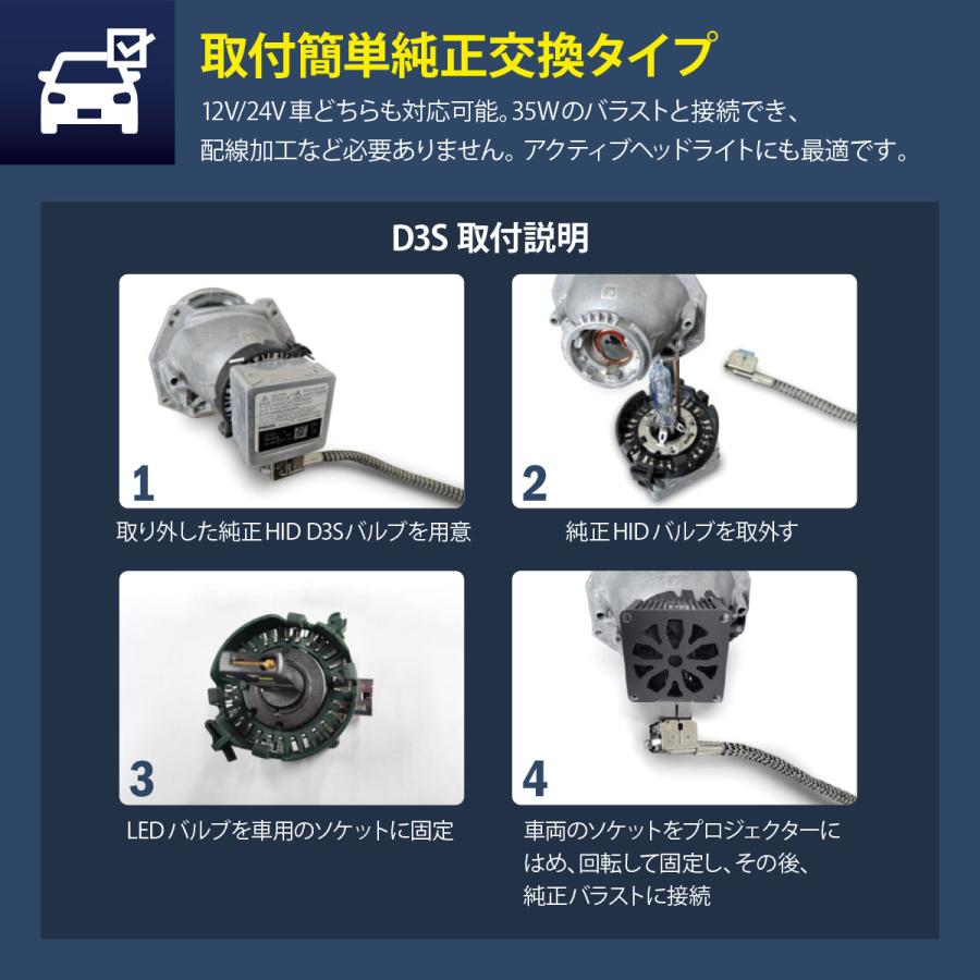 D3S LED ヘッドライト バルブ VW ワーゲン シャラン 7N HID を LED化 6000K オリジナル 閃 ポン付け キャンセラー内蔵 新基準車検対応_5