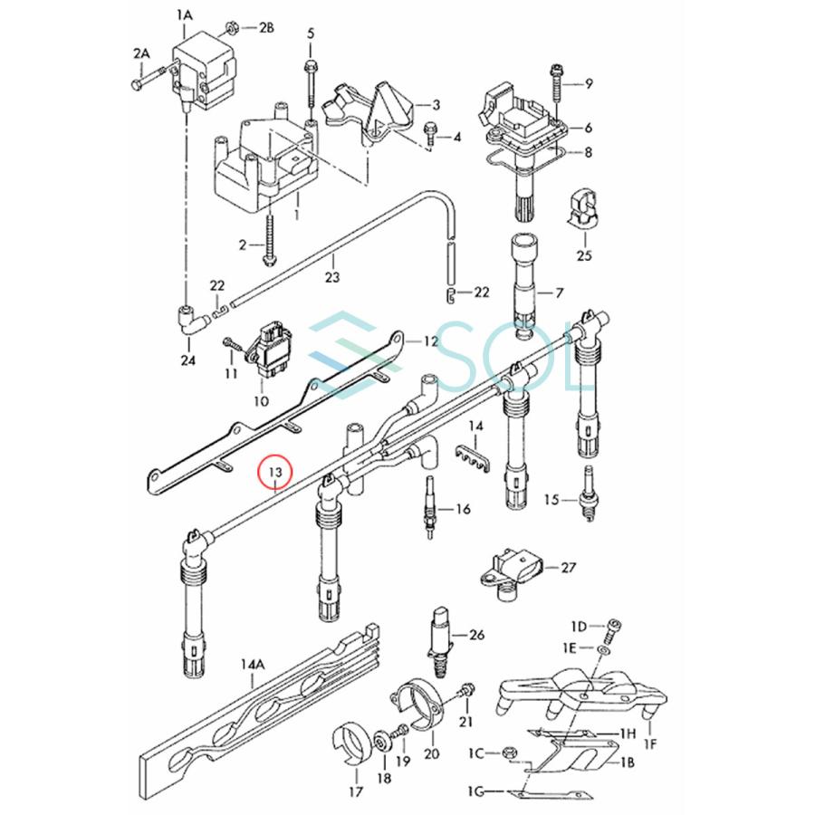 VW ゴルフ4(1J1 1J5) ボーラ(1J2) ニュービートル(9C1 1C1) スパークプラグコード 4本セット 06A905409L 出荷締切18時｜solltd4｜04