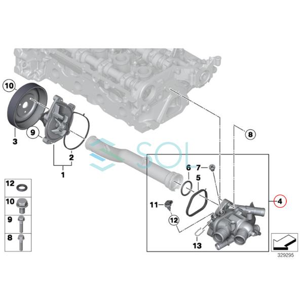 BMW MINI R55 R56 R57 R58 R59 R60 R61 サーモスタット ハウジング 一体式 MAHLE製 11538674895 11538671513 11537647751 11537647305｜solltd4｜04