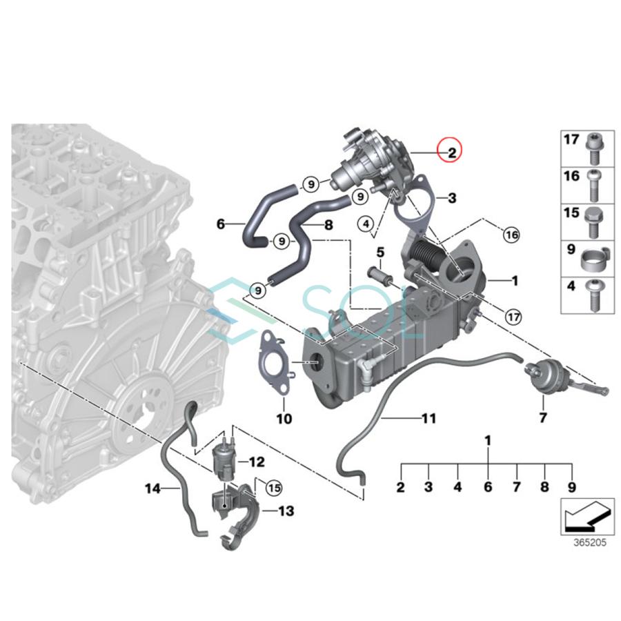 美品GWS224 CROWN　純正EGRバルブ/クーラー/パイプ/ガスケット BMW BMW G11 G14 G15 G16 F48 X1 F39 X2 F25 G01 X3 G02 X4 EGRバルブ