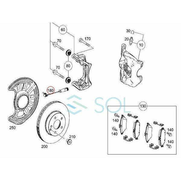 Mercedes-Benz（メルセデス・ベンツ） ベンツ W176 W246 W205 フロント ブレーキパットセンサー A180 A250 ...