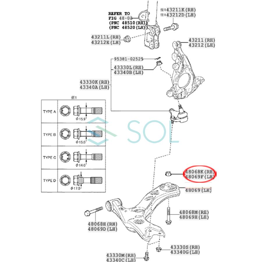 トヨタ RAV4 ヴァンガード(ACA31W ACA33W ACA36W GSA33W) フロント ロアアーム 左右セット 48069-42050 48068-42050 出荷締切18時｜solltd4｜02