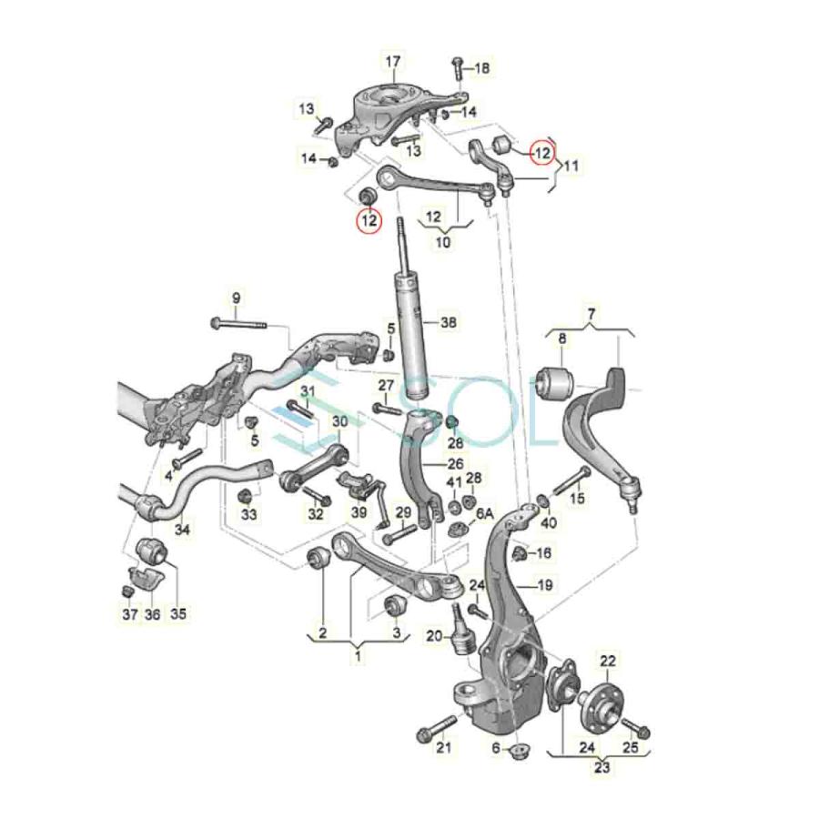 Audi フロント アッパーアーム コントロールアーム ブッシュ 1台