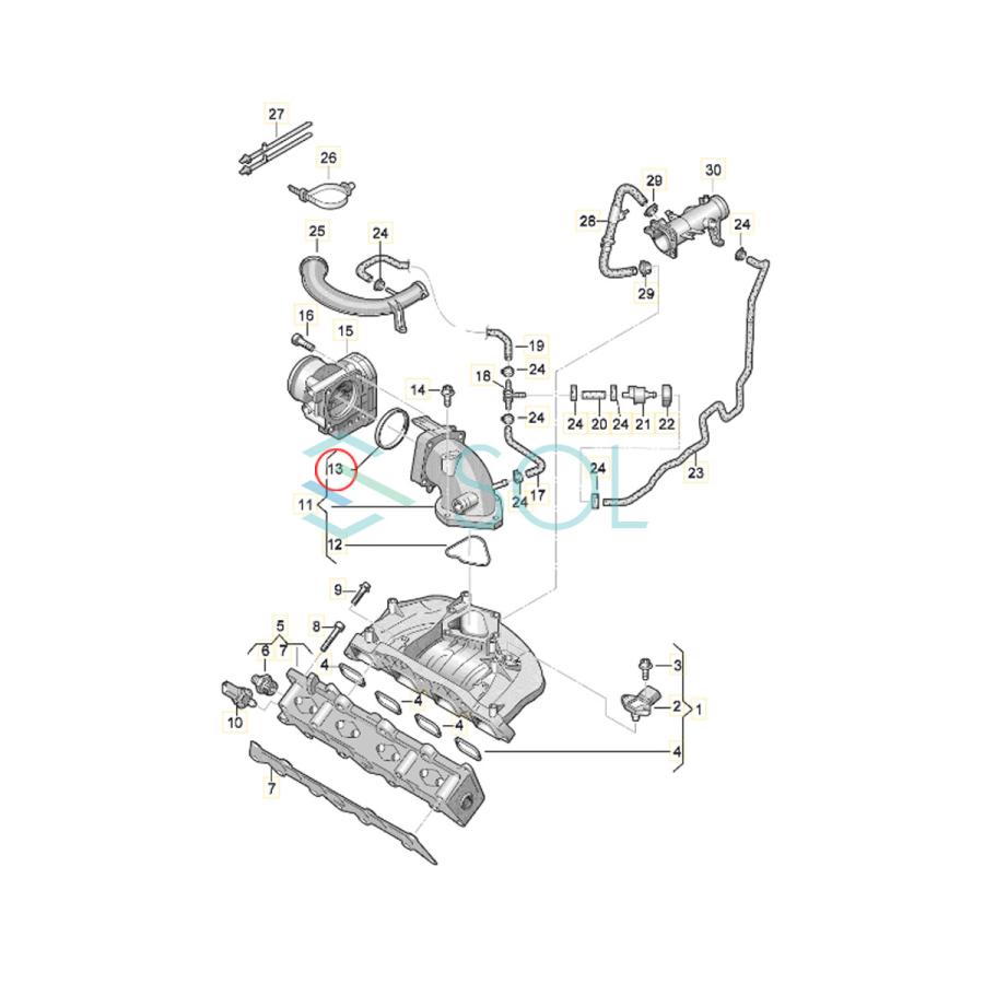 送料185円 VW ビートル(5C1 5C2 5C7 5C8) イオス(1F7 1F8) ゴルフプラス＋(5M1 521) スロットルボディ ガスケット パッキン 03C133073A｜solltd5｜02