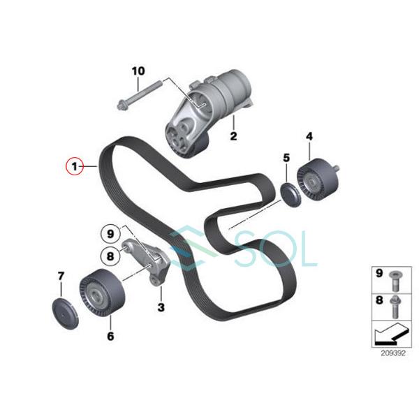 送料185円 BMW F07 F10 F11 F12 F13 F01 F02 E70 F15 X5 E71 F16 X6 ファンベルト 535i 640i 740i 740Li 35iX 40iX 8PK1478 11287628659｜solltd5｜03