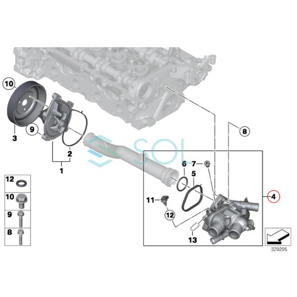 BMW MINI R55 R56 R57 R58 R59 R60 R61 サーモスタット ハウジング 一体式 11538674895 11538671513 11537647751 11537647305  出荷締切18時｜solltd5｜03