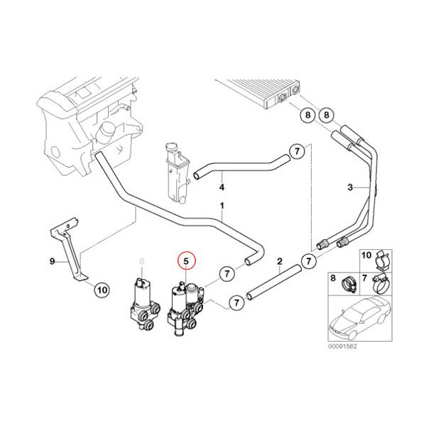 BMW E46 ウォーターバルブ ヒーターバルブ 補助ポンプ付 318Ci 318i 318ti 320i 323i 325i 328Ci