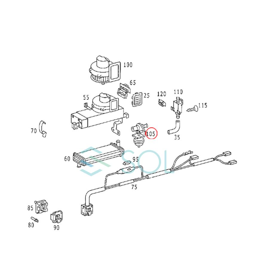 ヒーターバルブ ウォーターバルブ ヒーターコントロールバルブ 出荷締切18時 ベンツ W123 W124 W201 0008305784｜solltd｜08