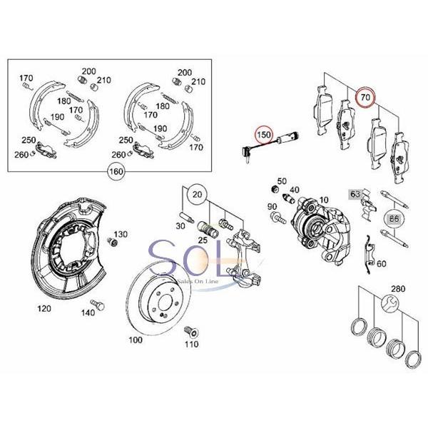 Mercedes-Benz HAPAD リア ブレーキパッド左右 + パッドセンサー