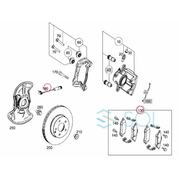 ベンツ W204 W212 W207 R172 フロント ブレーキパッド + ブレーキパッドセンサー C180 C200 C250 C300 E250  SLK200 0054200820 2115401717