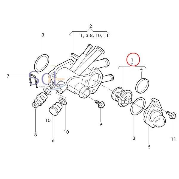 VW ゴルフ3 ゴルフ4 ポロ ジェッタ サーモスタット 032121110B 出荷締切18時｜solltd｜02