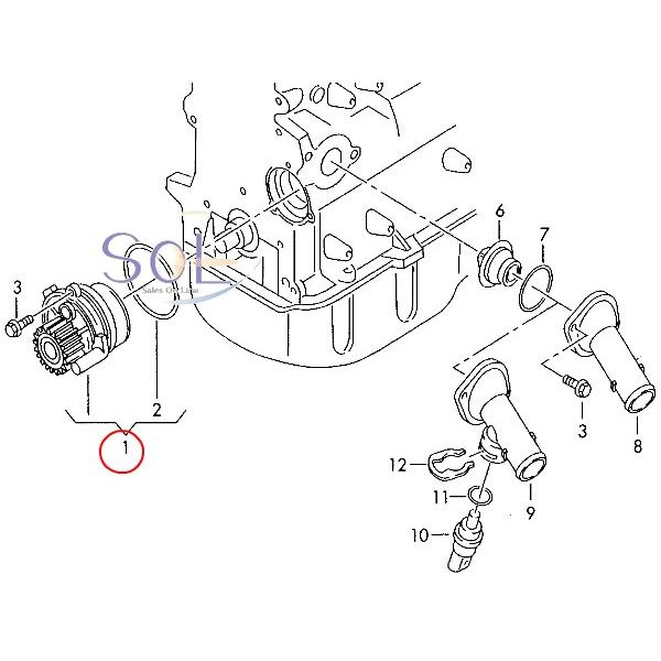 アウディ A3(8L1 8P1 8PA 8P7) A4(8D2 8D5 B5 8E2 8E5 B6 8HE 8EC 8ED B7) A6(4B2 4B5 C5 ) ウォーターポンプ 06B121011H 06B121011A｜solltd｜02