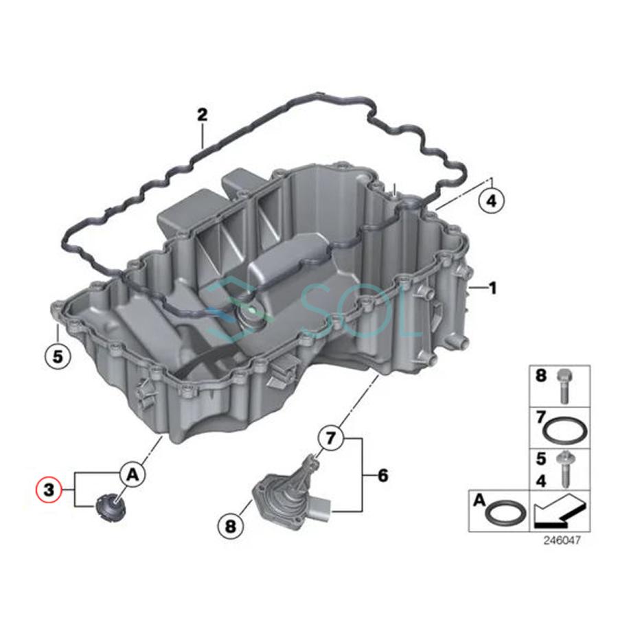 BMW F22 F23 F30 F31 F34 F32 F36 F07 F10 F11 E84 X1 E89 Z4 ドレンプラグ シール付 220i 320i 328i 420i 428i 528i 20i 11137605018｜solltd｜03