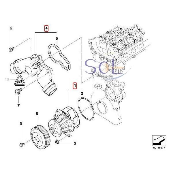 BMW E46 E39 E60 E61 ウォーターポンプ + サーモスタット 320i 323i  