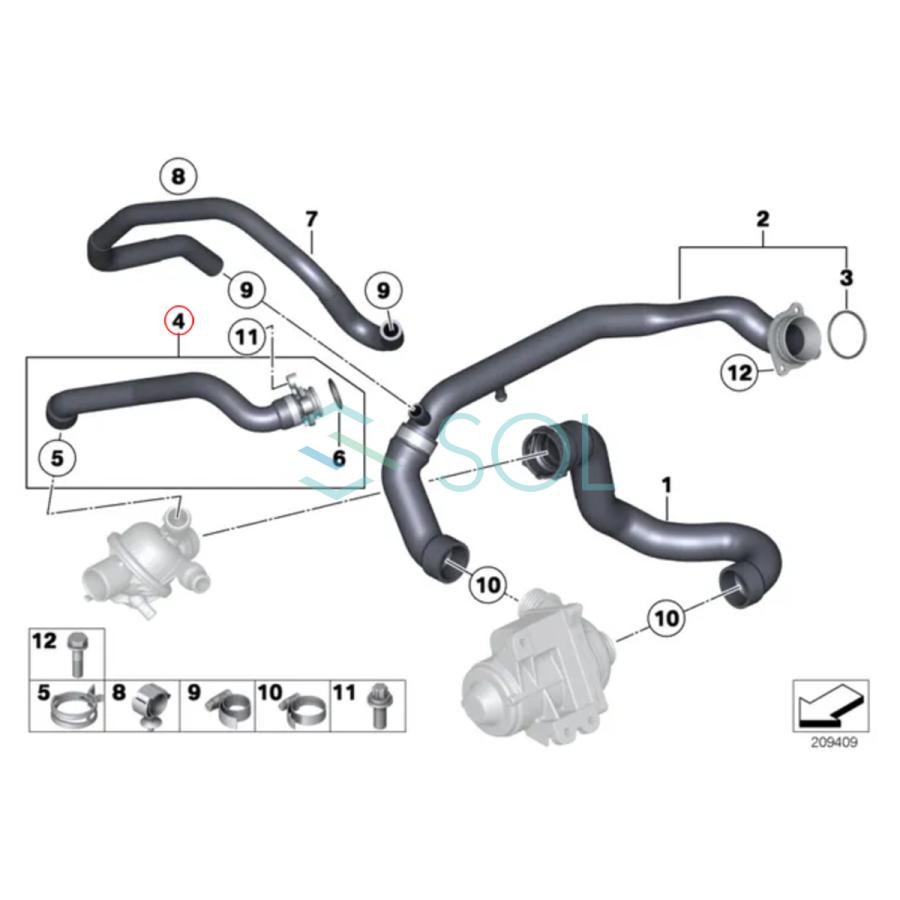 BMW BMW F06 F12 F13 ウォーターホース クーラントホース