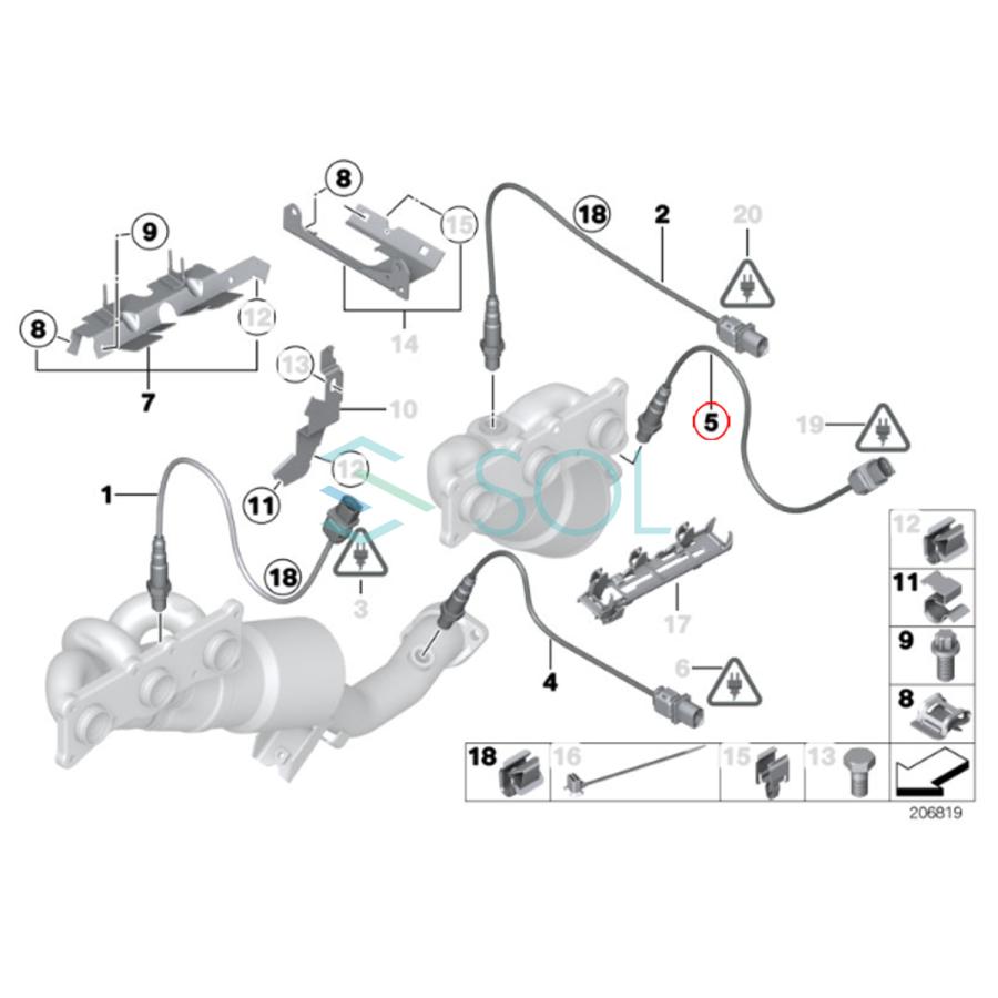 BMW 純正OEM BMW 5シリーズ F10 523i O2センサー ラムダセンサー 下流 