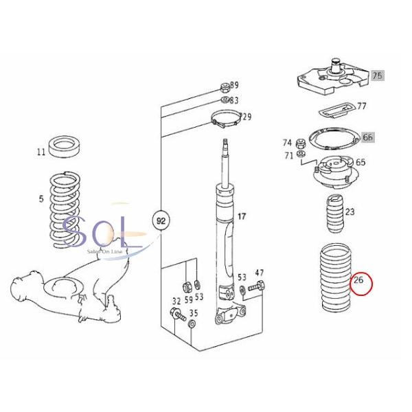 ベンツ W201 W124 フロントショック バンプラバー ダストブーツ 左右セット 190E E220 E280 E300 E320 E400 E500 1243230192 1293230092｜solltd｜02
