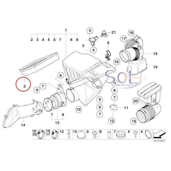 BMW E60 E61 E63 E64 E85 E86 Z4 エアフィルター(エアーエレメント) 525i 530i 630i M 13717521033 出荷締切18時｜solltd｜02