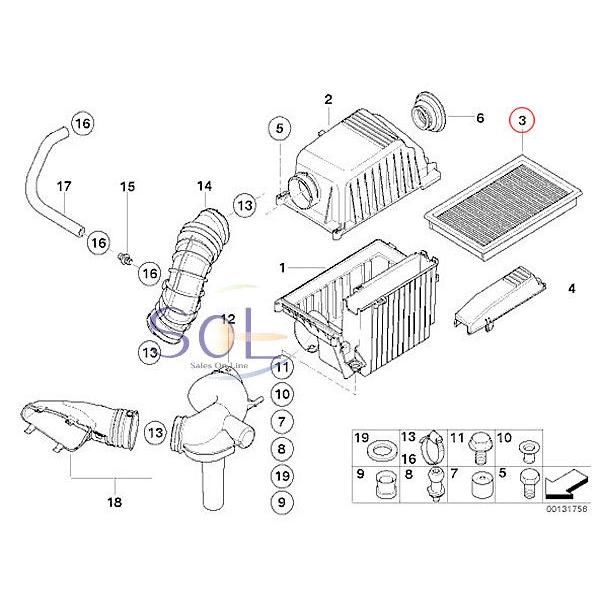 BMW MINI ミニクーパー R52 R53 エアフィルター(エアーエレメント) Cooper S 13721491749 出荷締切18時｜solltd｜02