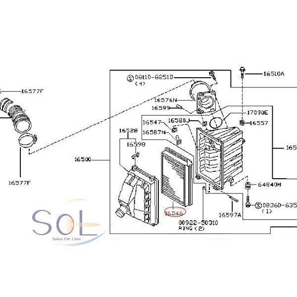 日産 スカイライン(RB20D E RB20DET RB25DE RB25DET) スカイラインGT-R(RB26DETT) エアフィルター 16546-V0100 16546-V0110 16546-3J400｜solltd｜02