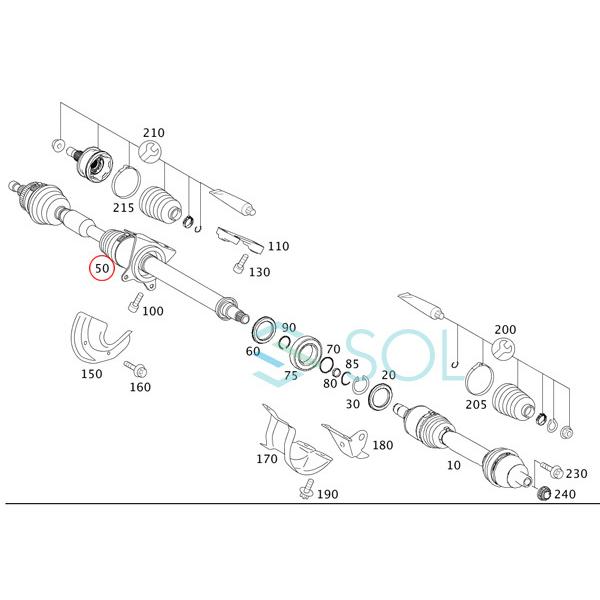 ベンツ W169 W245 ドライブシャフト 右側 A170 A180 A200 B170 B180