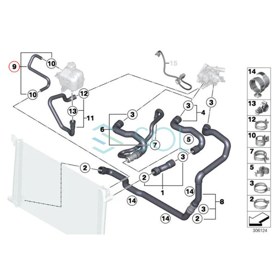 BMW BMW MINI R55 R56 R57 R58 R59 ラジエーター クーラントホース